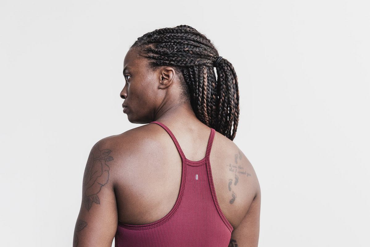 Nobull Halter Crop Ribbed Women's Tank Tops Dark Red | Australia (OL6189)